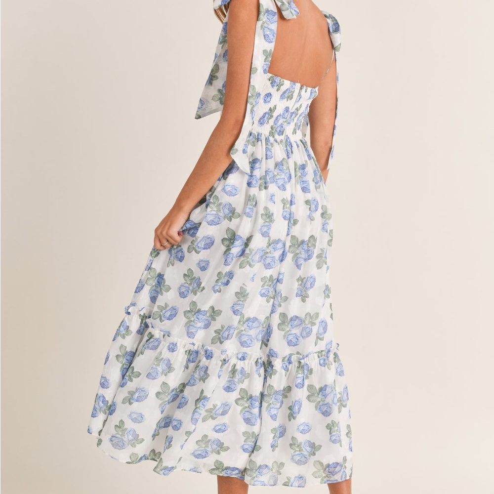Petal & Pup Blue Floral Midi Dress - Picture 2 of 4